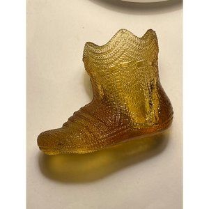 Vintage Amber Bootie Toothpick Holder Ribbon